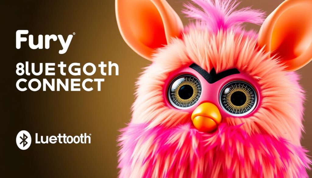 Generate an image of a Furby Connect toy with Bluetooth technology, highlighting its modern design and interactive features.