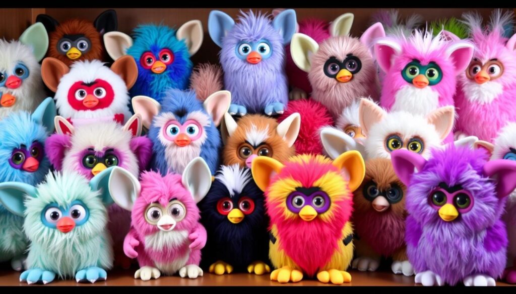 Image of various Furby types and collectibles